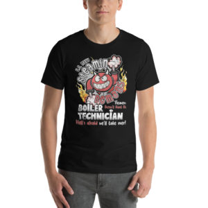BT Steamin Demons T-shirt front print heroes boiler rating symbol "Heaven doesn't want us. Hell's afraid we'll take over!"